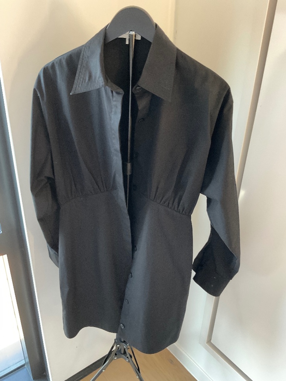 Halston Kylie Twill Mini Shirt Dress Black Size 8
